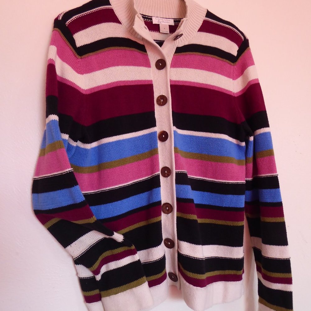 Multi-color Striped Cardigan by Christopher & Banks - Small